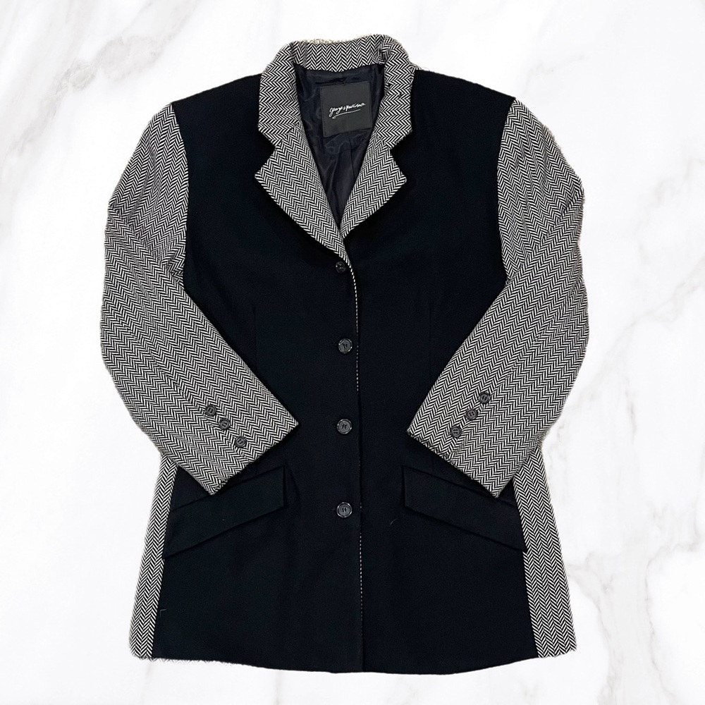 Marciano Women's 100% Wool Black‎ Herringbone Print Blazer, Size 6